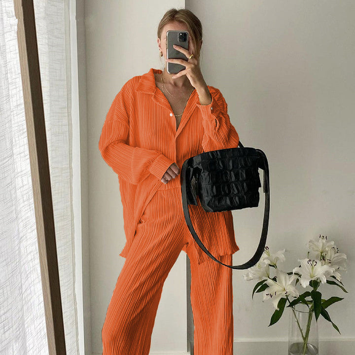 Levoire | Ensemble noir pour femmes avec jambes larges Orange