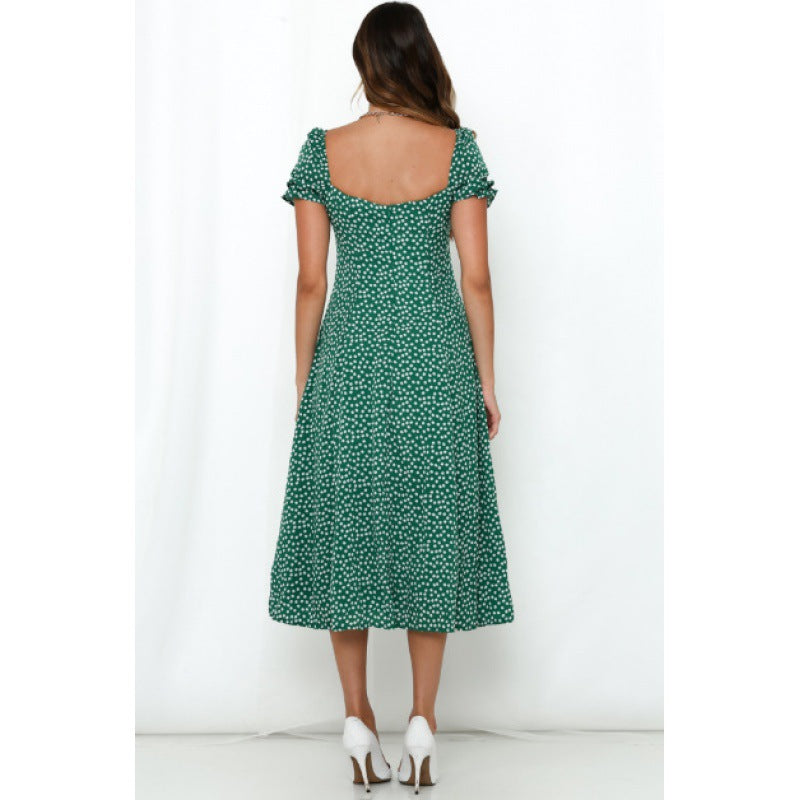 Robe midi femme avec fente latérale et motif floral romantique Levoire