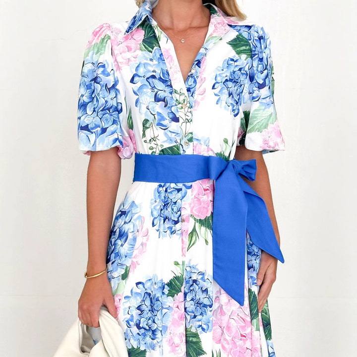 Robe maxi florale pour femmes avec ceinture cintrante à la taille et tissu doux Levoire