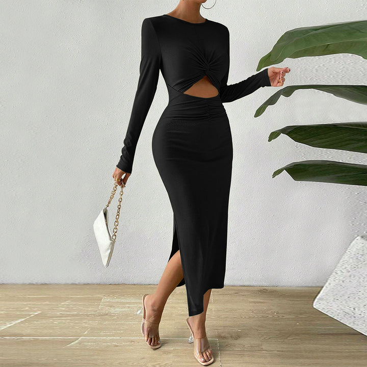 Robe midi pour femme avec des détails de volants complexes et des découpes sexy Levoire
