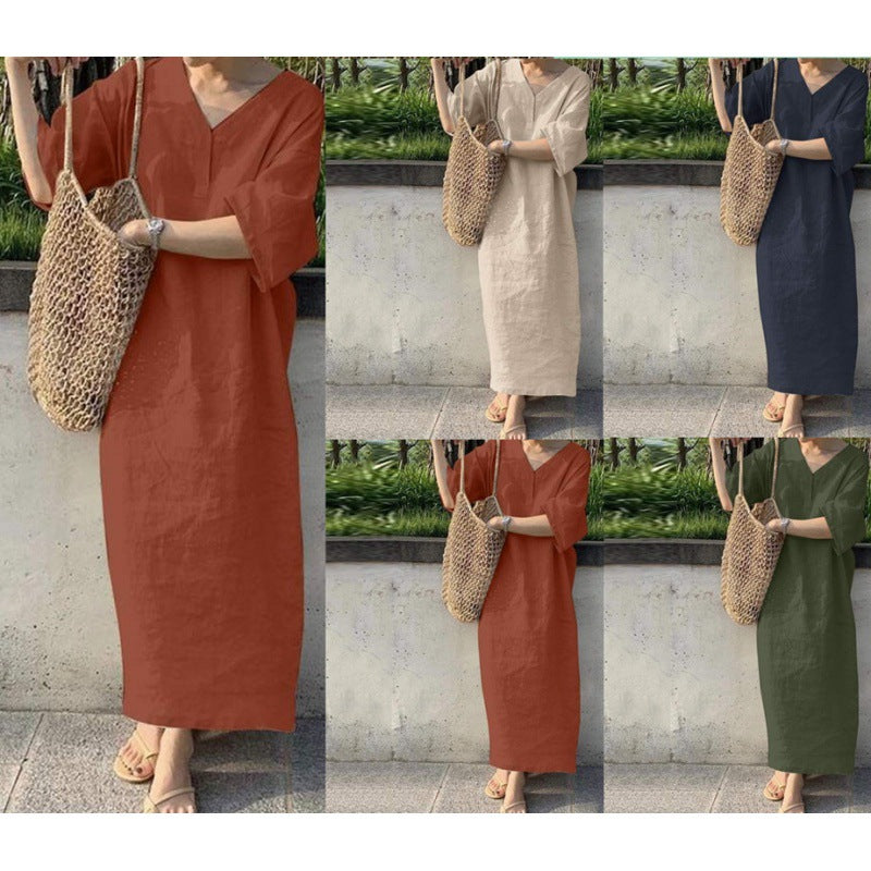 Levoire | Robe en lin en coton à encolure en V
