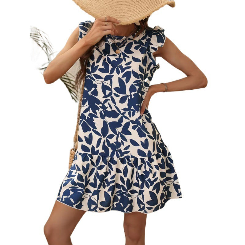 Robe d'été pour femmes avec des détails en volants et un motif floral Levoire