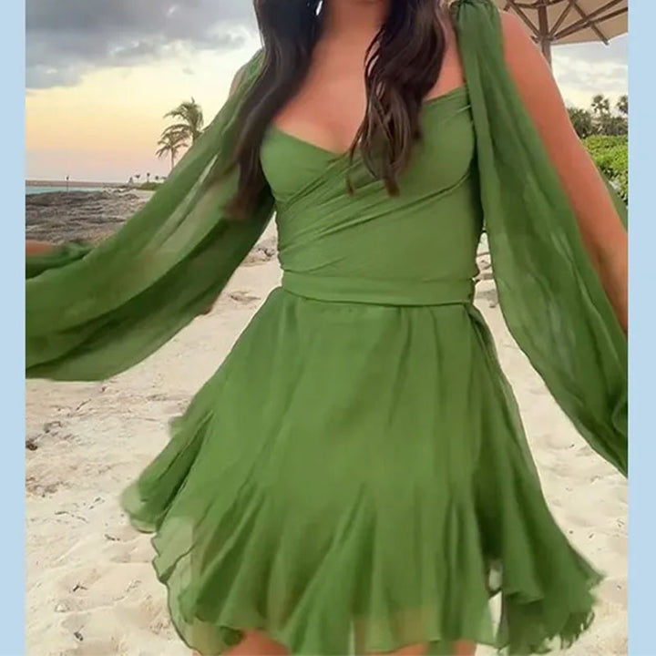 Robe à manches courtes pour femme avec imprimé léopard et manches volumineuses Levoire