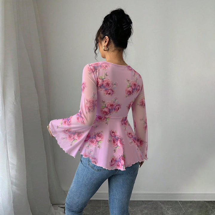 Blouse femme fluide avec design floral et nœud ludique Levoire