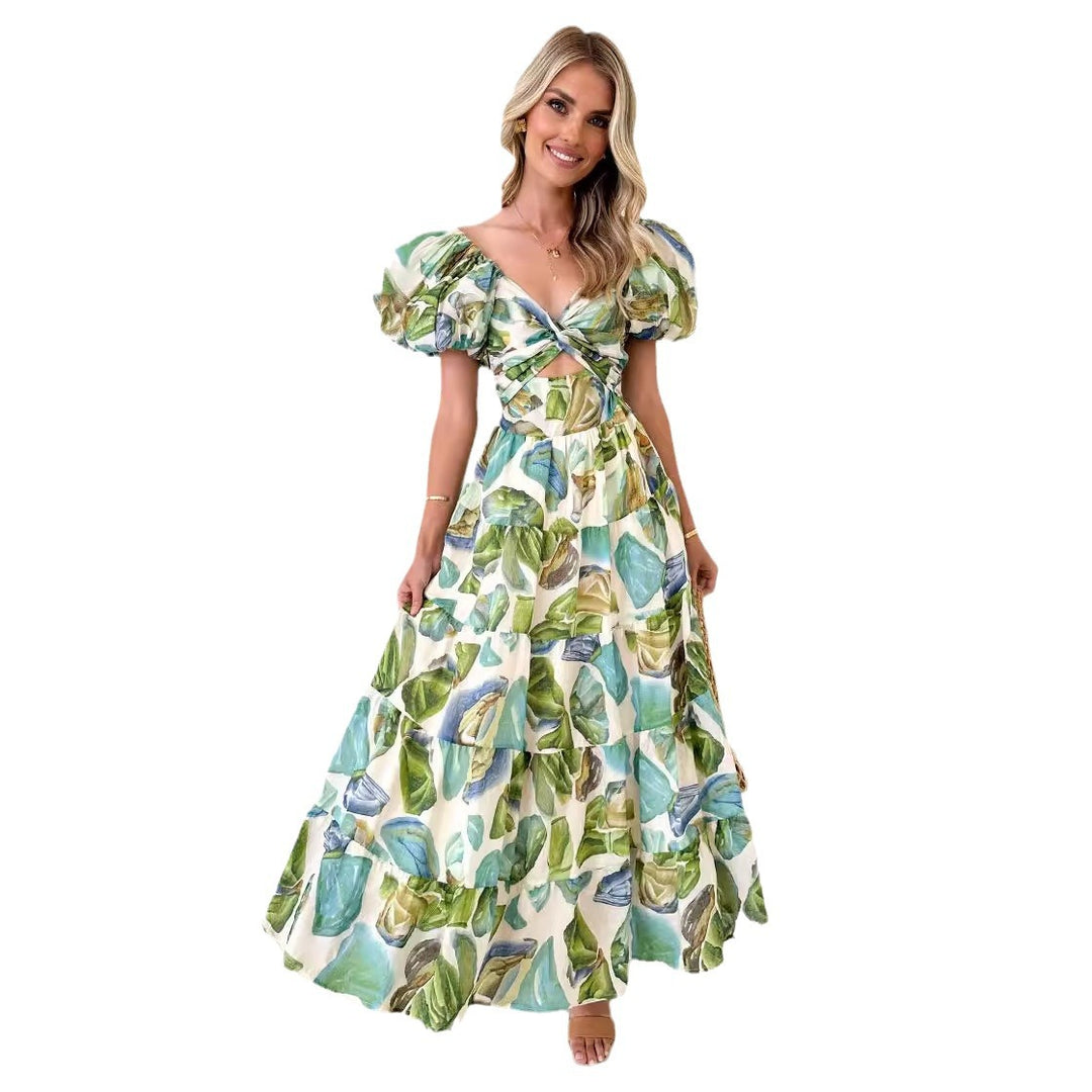 Robe maxi pour femmes avec un design sophistiqué à épaules dénudées et des manches bouffantes volumineuses Levoire