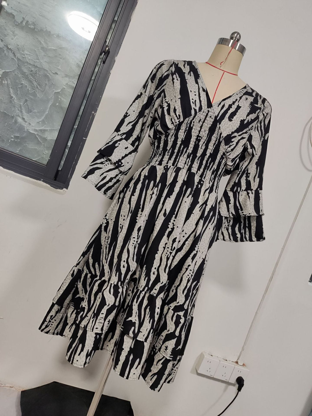 Levoire | Robe imprimée Manches trois-quarts Robe imprimée Noir