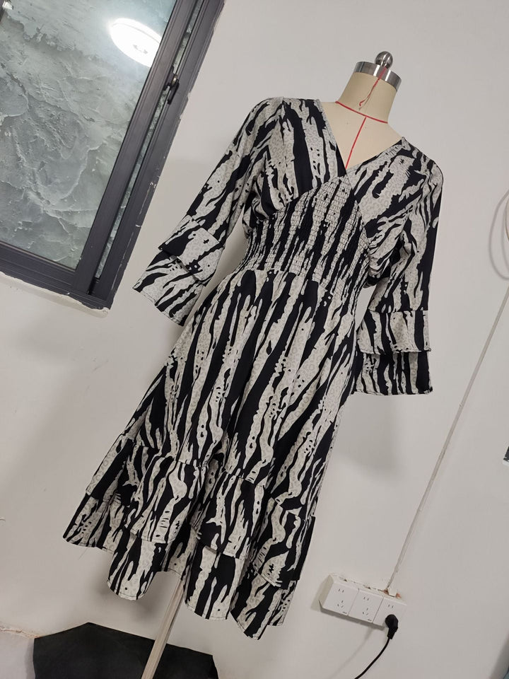 Levoire | Robe imprimée Manches trois-quarts Robe imprimée Noir