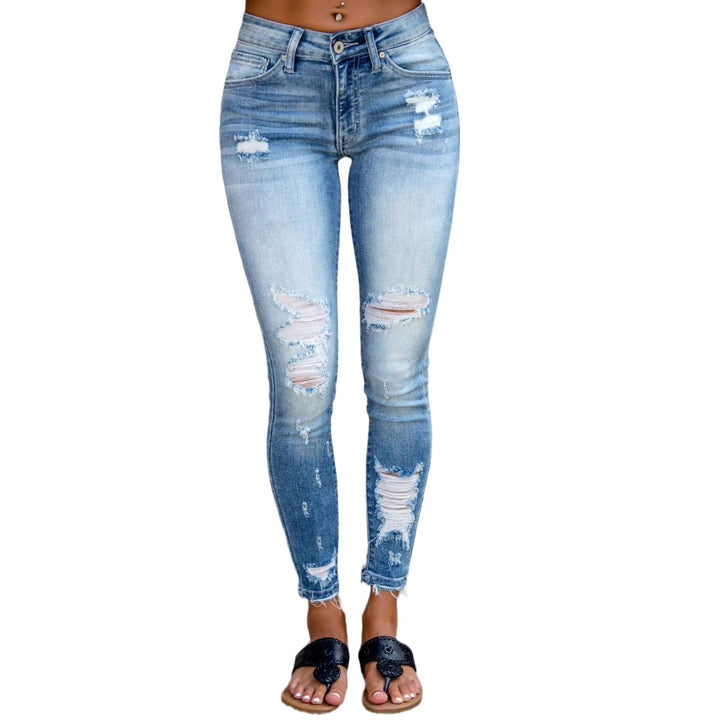 Jeans skinny pour femmes avec détails déchirés modernes Levoire