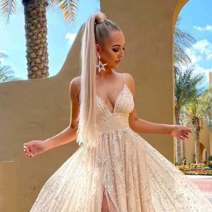 Levoire | Robe Élégante Avec Fente Imprimée Jupe Longue