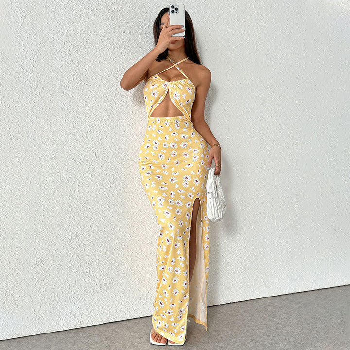 Robe mini d'été pour femmes avec détail découpé floral et taille étroite Levoire
