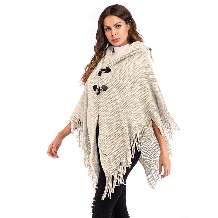 Poncho oversize pour femmes avec col roulé et motif à carreaux décontracté Levoire