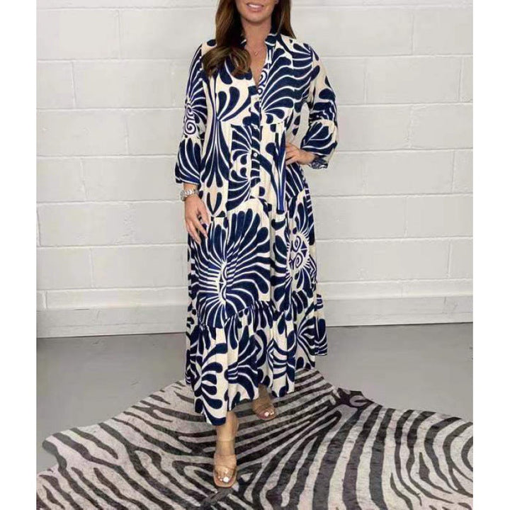 Levoire | Chic Détente Mode V-Encolure Viscose Robe Pleyseekleid Bleu