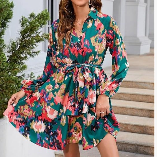 Robe blouse femme avec motif floral et ceinture à nouer Levoire