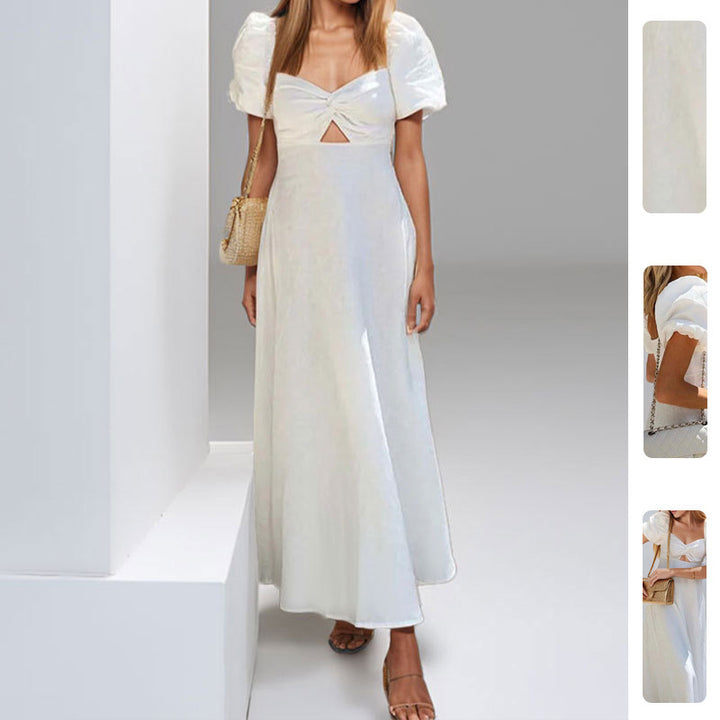 Robe maxi pour femmes avec un design clé sophistiqué et des manches puff volumineuses Levoire