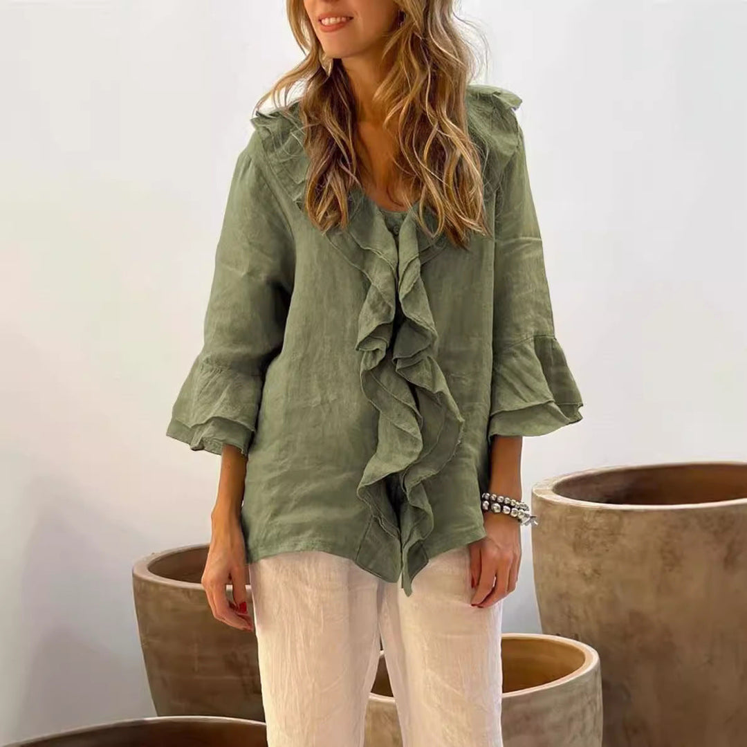 Levoire | Chemise À Volants Élégante Vert