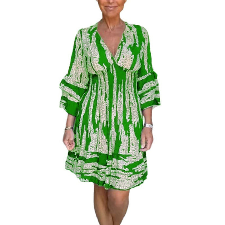 Levoire | Robe imprimée Manches trois-quarts Robe imprimée Vert