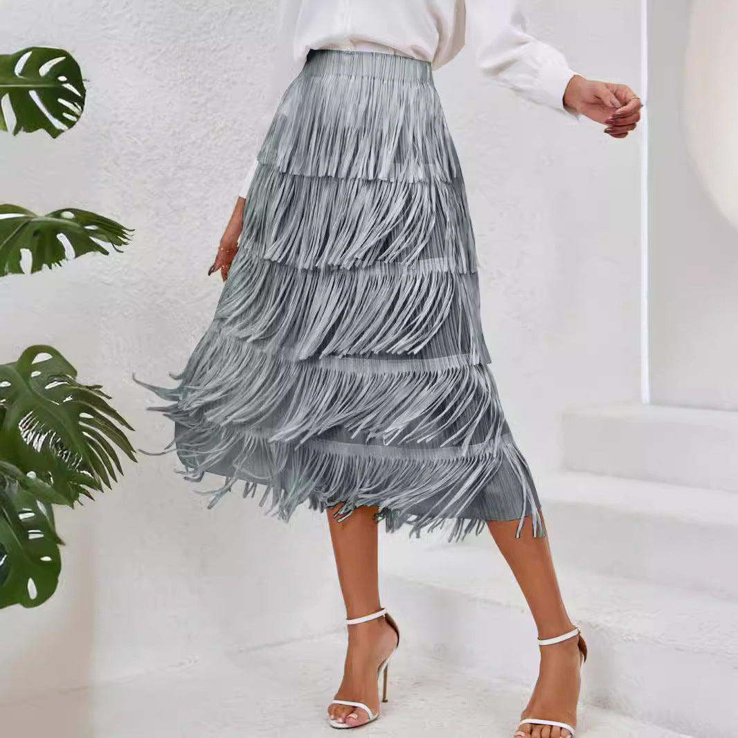 Jupe pour femme avec un design à franges et des couches fluides Levoire