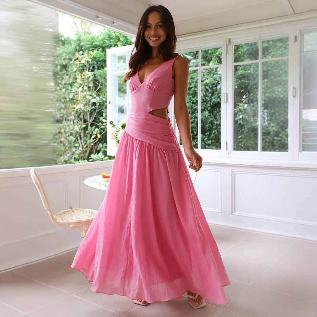 Robe Maxi Femme avec Détails Découpés et Jupe Flottante Levoire