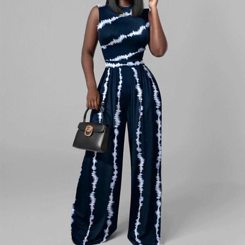 Femmes Combinaison Élégante avec Pantalon Large et Motif Floral Levoire