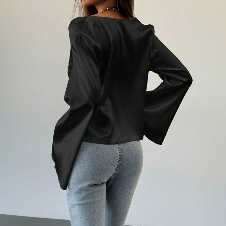 Blouse élégante pour femmes avec un décolleté en V profond et un détail de nœud décontracté Levoire