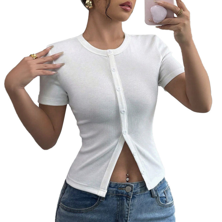 Chemisier pour femme à manches courtes avec détails de boutons et silhouette ajustée Levoire