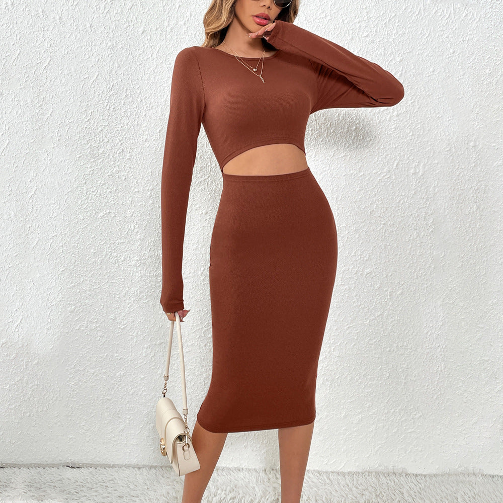 Robe midi ajustée pour femme avec des découpes et des manches longues Levoire