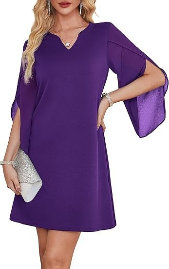 Robes femme à col en V avec manches transparentes Levoire