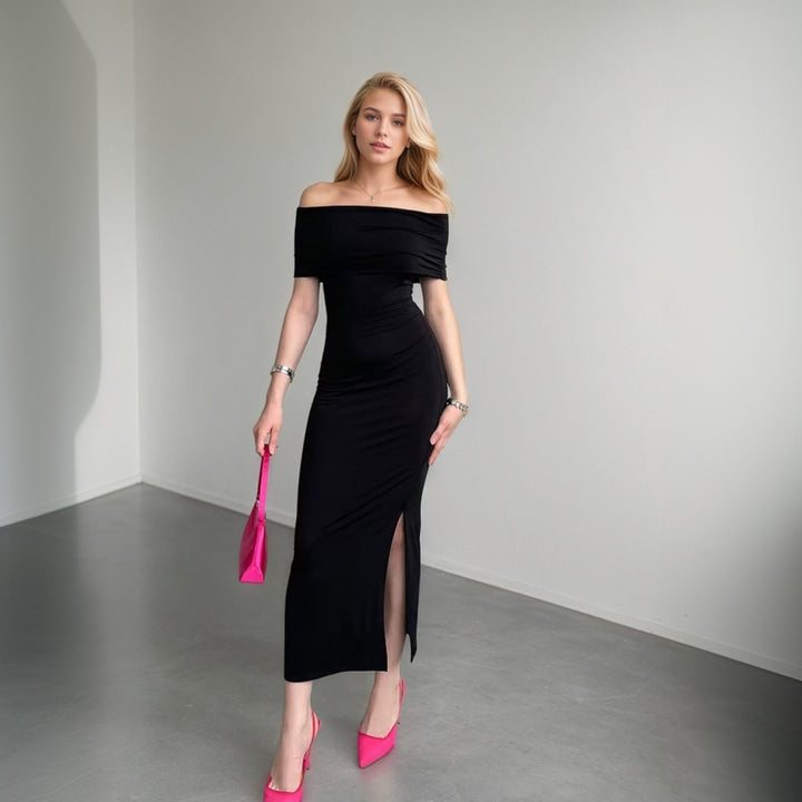 Robe maxi pour femmes avec une coupe hors-épaule et une fente élégante Levoire