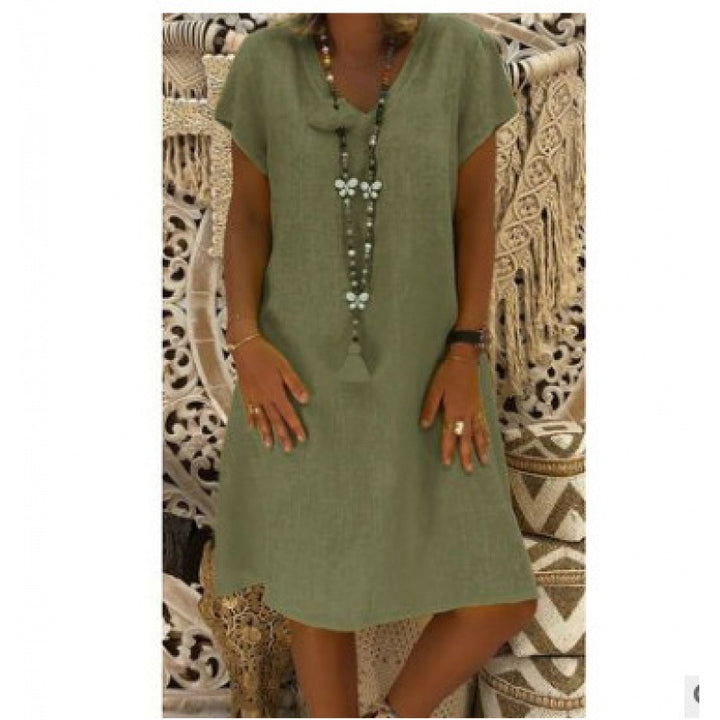 Robe d'été pour femmes avec décolleté en V décontracté et ourlet asymétrique Levoire