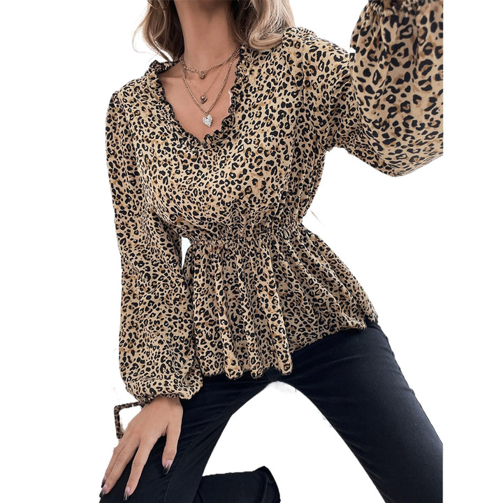 Blouse décontractée pour femmes avec imprimé animal et manches volumineuses Levoire