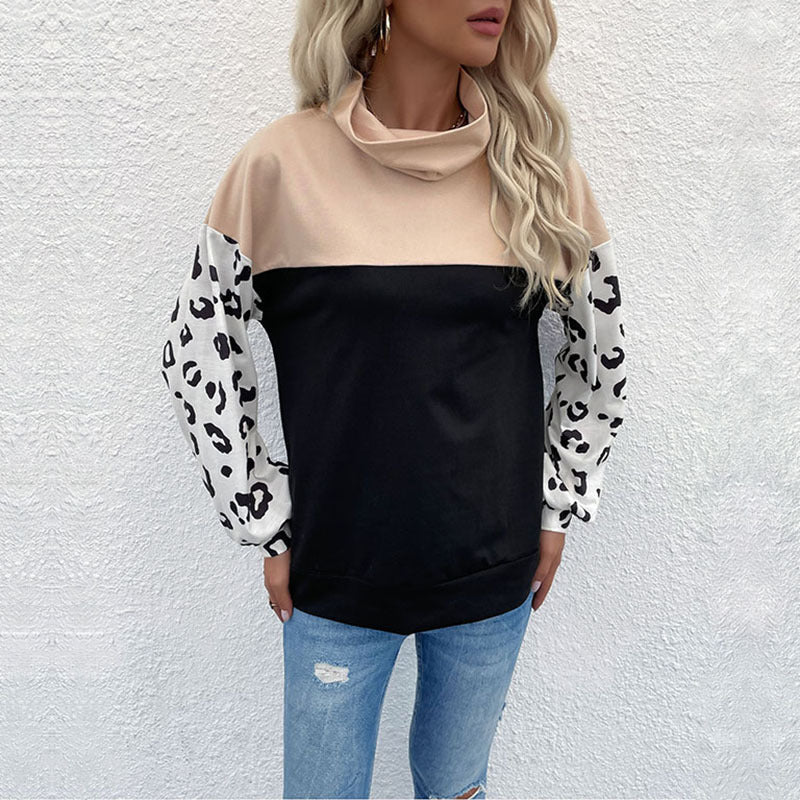 Sweat-shirt féminin à la mode avec imprimé animal et col montant Levoire