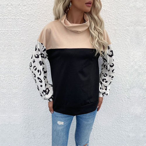 Sweat-shirt féminin à la mode avec imprimé animal et col montant Levoire