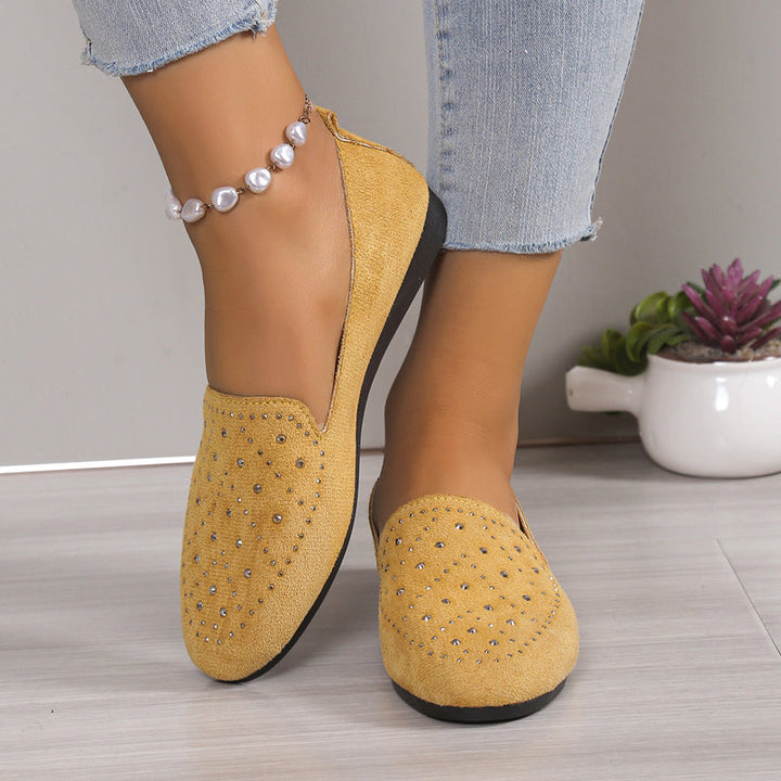 Levoire | Mules Plates Luxueuses Avec Détails En Cristal Pour Femmes Jaune