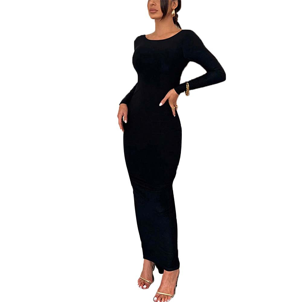 Robe maxi femme avec ouverture élégante au dos et coupe ajustée Levoire