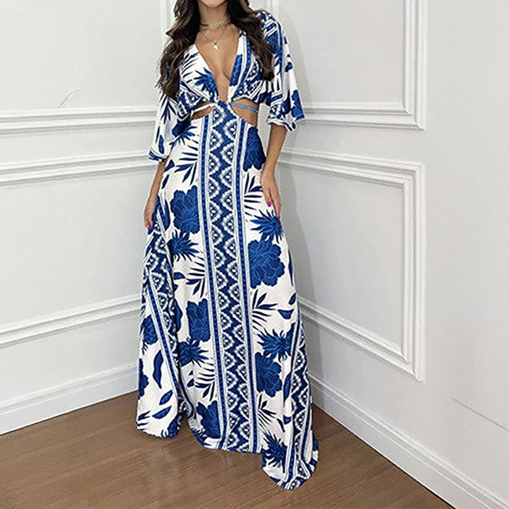 Robe maxi pour femmes avec des motifs élégants en vagues Levoire