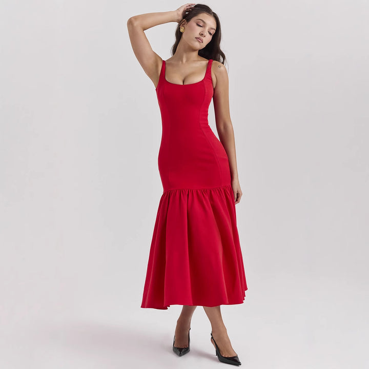 Robe maxi glamour pour femmes avec jupe évasée et haut ajusté Levoire
