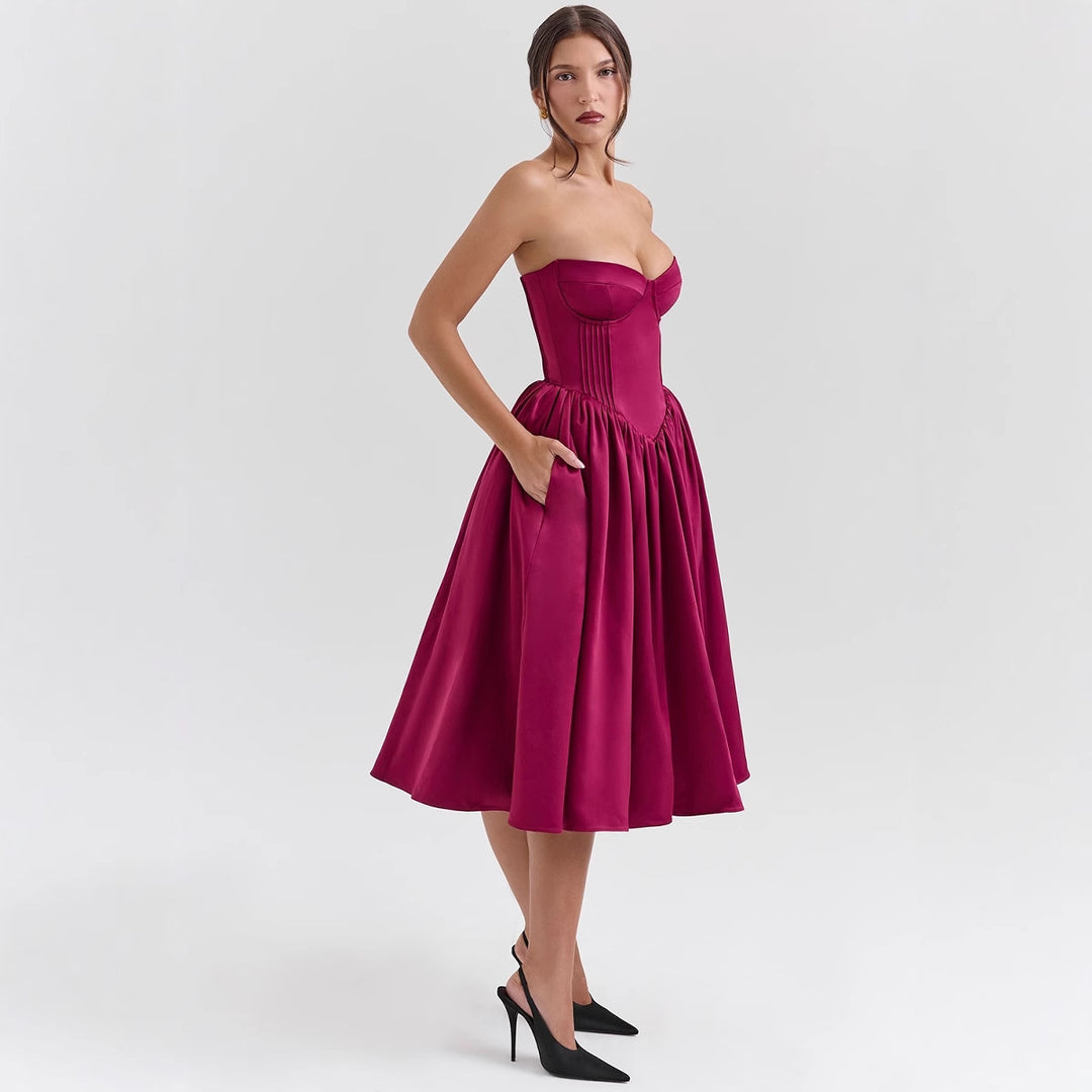 Robe de cocktail élégante pour femmes avec top corset et jupe volumineuse Levoire