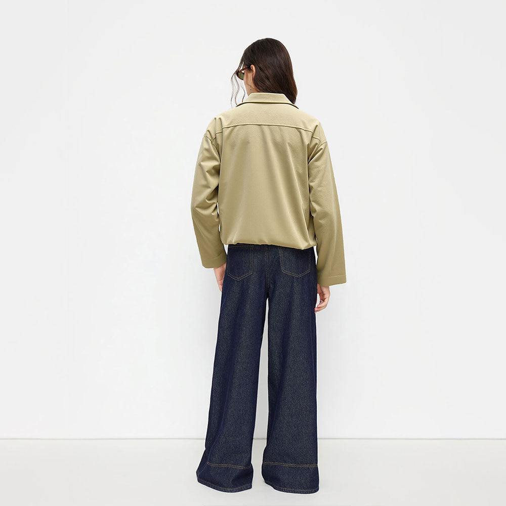 Veste courte décontractée pour femmes avec des poignets élastiques et une fermeture éclair tendance Levoire