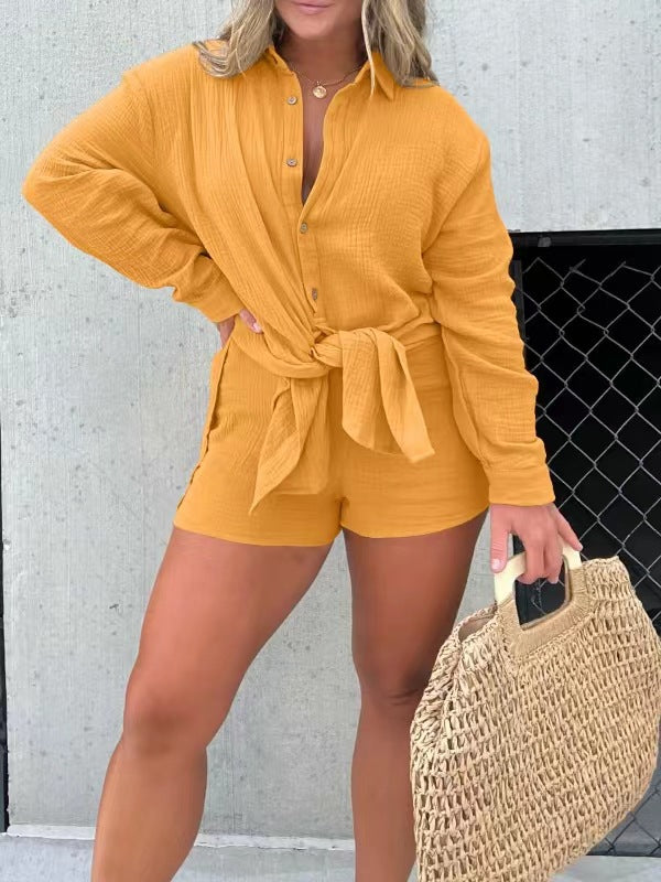 Shorts décontractés pour femmes avec détail noué à la mode Levoire