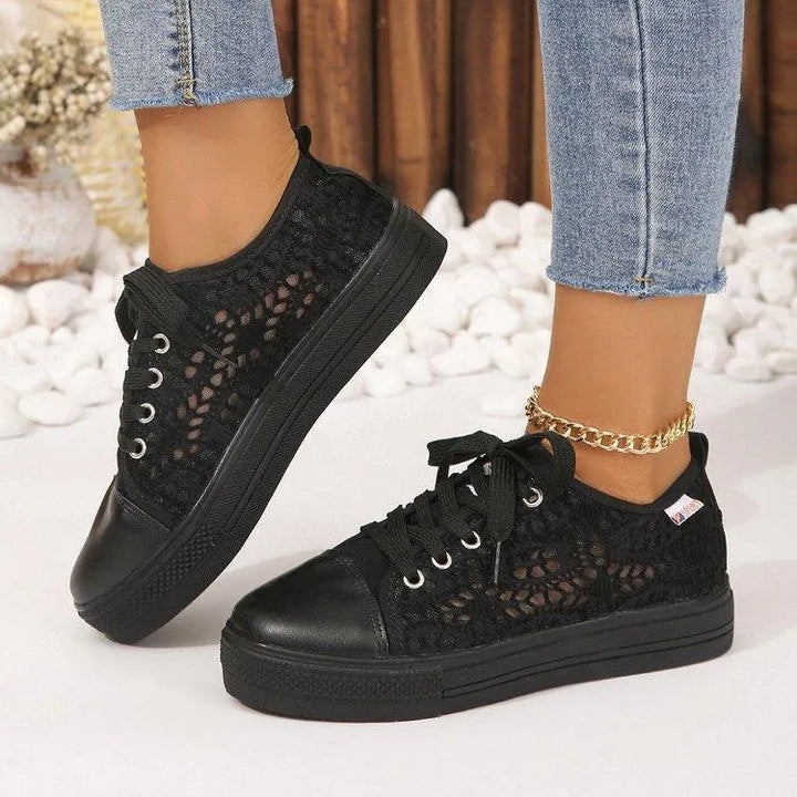Levoire | Chaussures en dentelle pour femmes avec semelles – Design élégant et respirant Noir