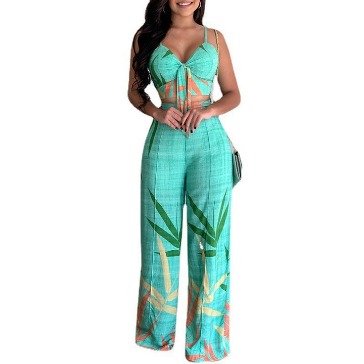 Ensemble Élégant Femme avec Combinaison de Haut Court et Pantalons Amples Levoire