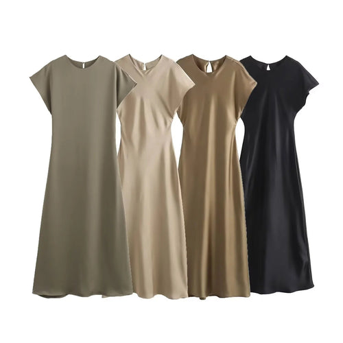 Levoire | Éblouissante robe midi sans manches à finition satinée