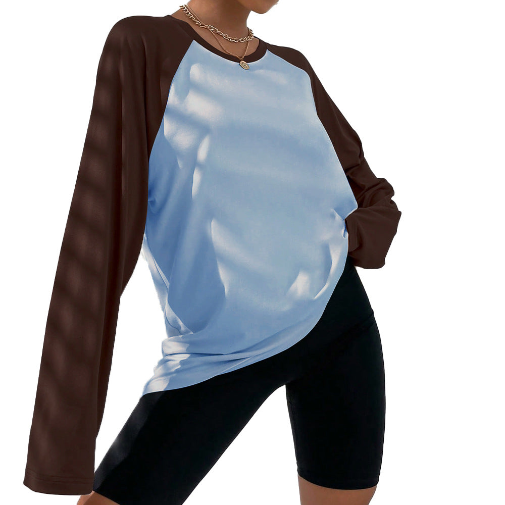 T-shirt à manches longues pour femmes avec coupe raglan sportif et design color block tendance Levoire