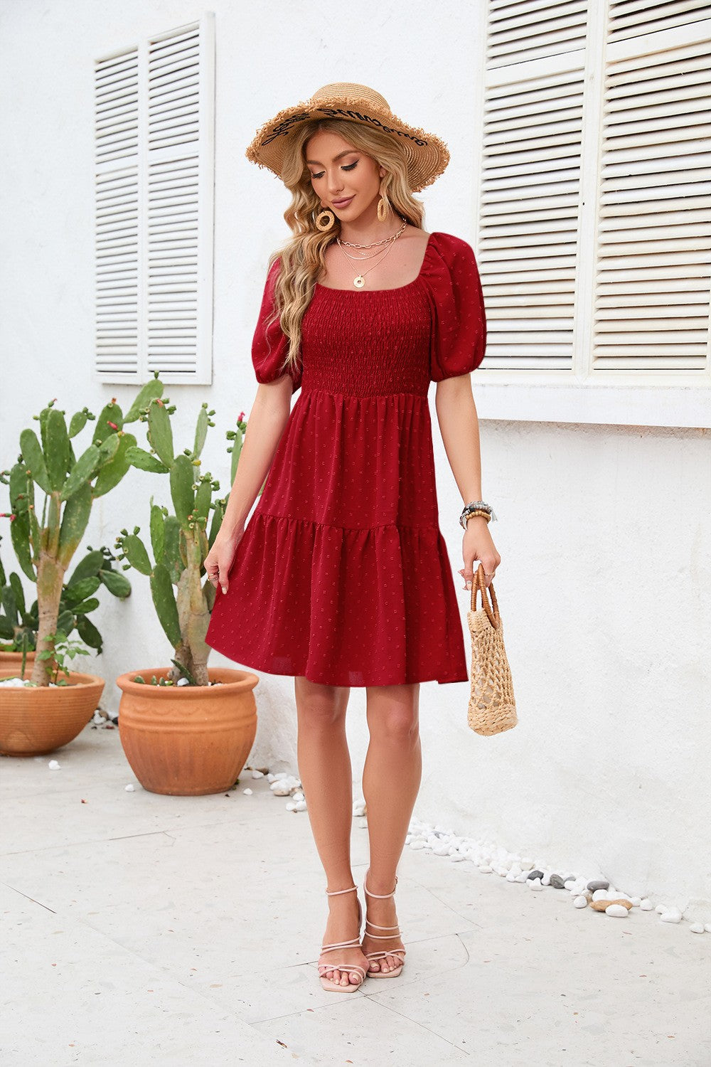Robe chemise aérienne pour femme avec manches ballon et ourlet en volants Levoire