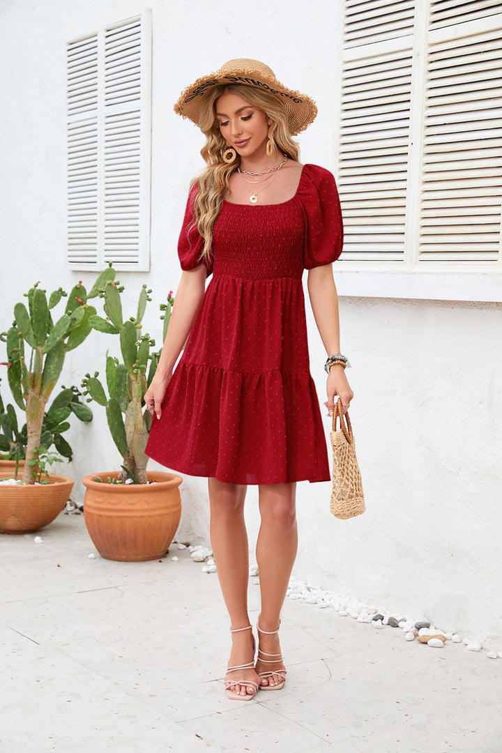 Robe chemise aérienne pour femme avec manches ballon et ourlet en volants Levoire
