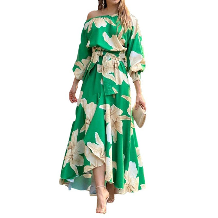 Robe maxi élégante pour femme avec design dénudé des épaules et détails volants Levoire