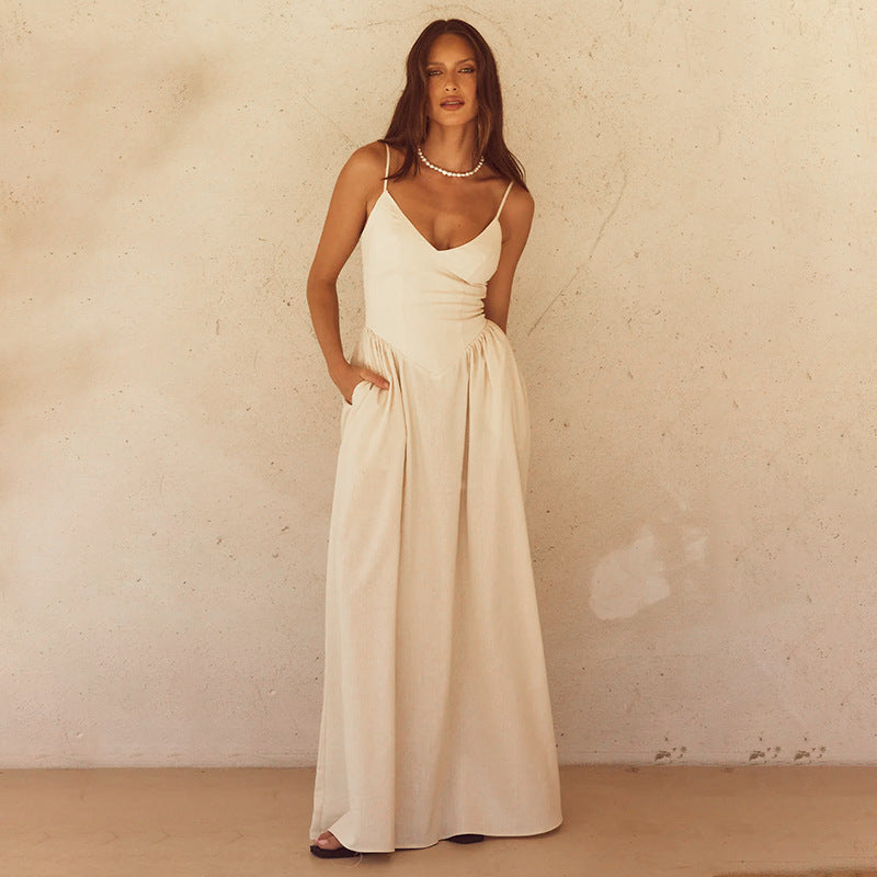 Robe d'été longue élégante pour femme avec des bretelles spaghetti délicates Levoire