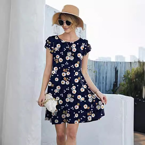 Robe d'été florale pour femmes avec détails envolés et jupe évasée Levoire