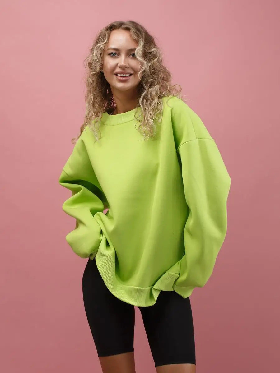 Levoire | Haut en tricot ample à col rond Fluorescent Vert