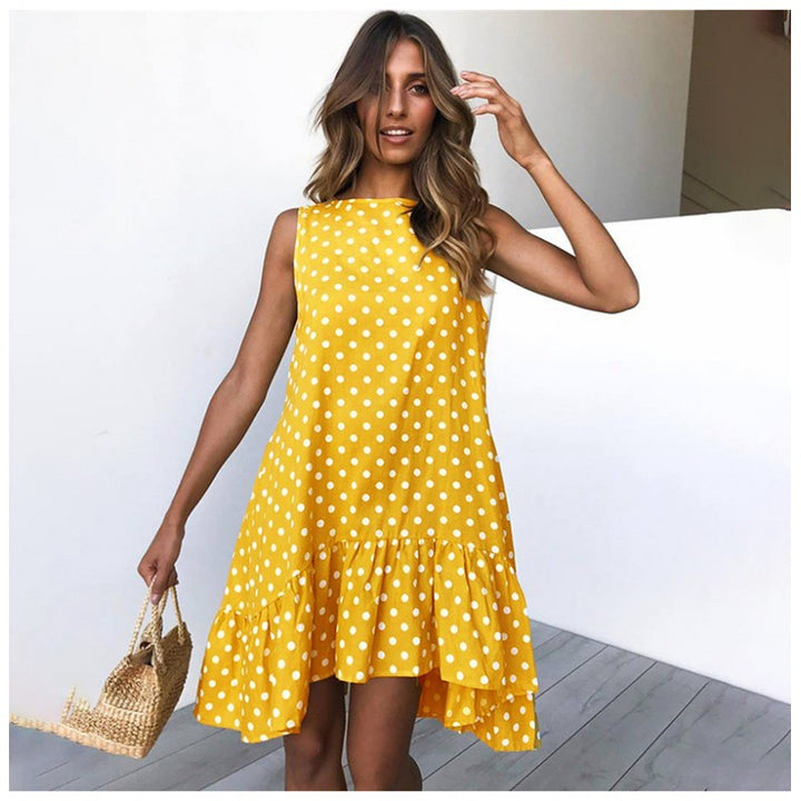 Robe d'été A-line pour femme avec ourlet volanté et pois Levoire